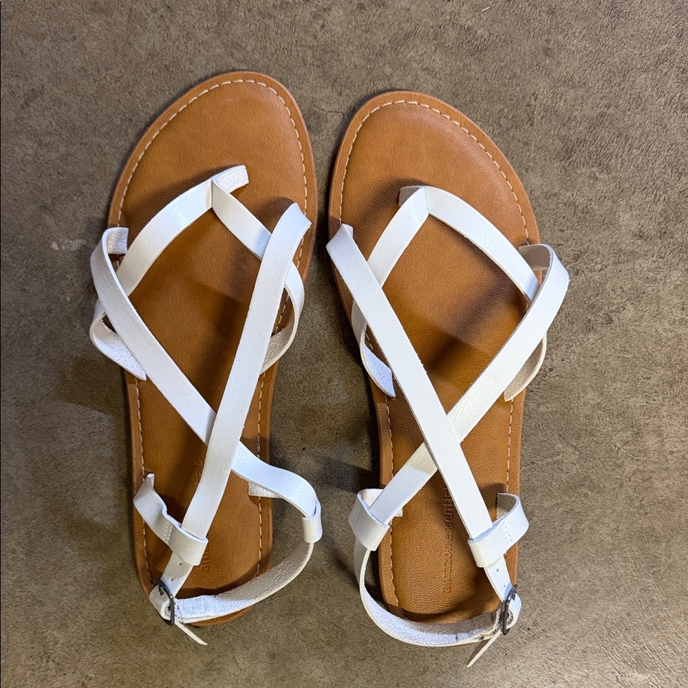 Amazon Women's White Cross-Strap Sandals